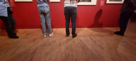 A photograph in temporary exhibition at the Museum showing view from sitting in a wheelchair